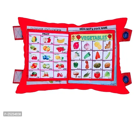 Learning Cushion Pillow Book for Kids | Includes English and Hindi Numbers, Animal Names Red Color-thumb3