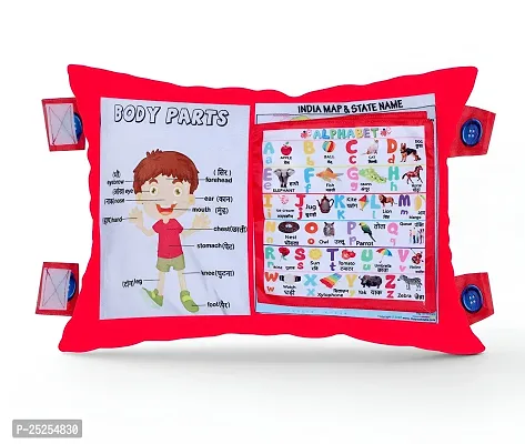 Learning Cushion Pillow Book for Kids | Includes English and Hindi Numbers, Animal Names Red Color-thumb5