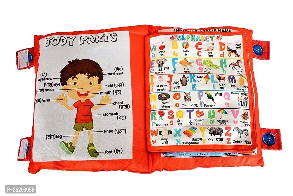 Kids Learning Cushion Pillow Cum Book with English and Hindi Alphabet, Numbers, Animal Names | Velvet Cushion Book for Interactive Learning for Children-thumb4