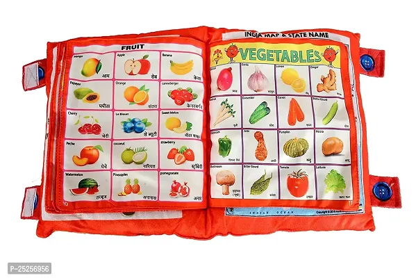 Kids Learning Cushion Pillow Cum Book with English and Hindi Alphabet, Numbers, Animal Names | Velvet Cushion Book for Interactive Learning for Children-thumb2