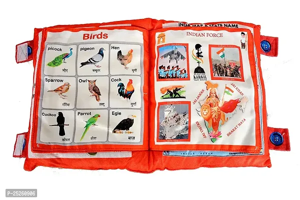 Kid's Learning Cushion Pillow Cum Book with English and Hindi Alphabets, Numbers, Animals Names | Velvet Cushion Book for Interactive Learning for Kids-thumb3