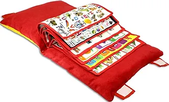 Cushion Villa Printed Velvet Learning Baby Pillow/Cushion/Toys/Soft Toys/Toddler Pillow/Kids Pillow for Baby Boy/Baby Girl Colour (Red_1)-thumb1