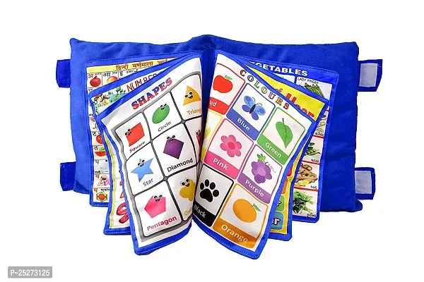 Silk Educational Pillow For Kid's Education Toys For Kids Learning Cushion Pillow Cum Book with English and Hindi Alphabets, Numbers, Animals Names | Cushion Book for Interactive Learning for Kids-thumb2