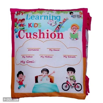 Kids Educational Velvet Learning Baby Pillow Cushion Soft Book Toys for Kids Boys and Girls size: 13*22 Inch 12 things to learn language: English, Hindi, Gujrati | Learning Pillow Graceful Baby Pillow-thumb0