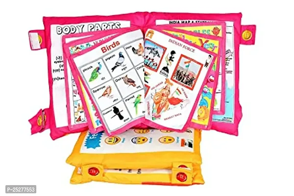 Kid's Learning Cotton Pillow Cum Book with English and Hindi Alphabets, Numbers, Animals Names Learning for Kids Velvet Cushion Book, Multicolor-thumb5