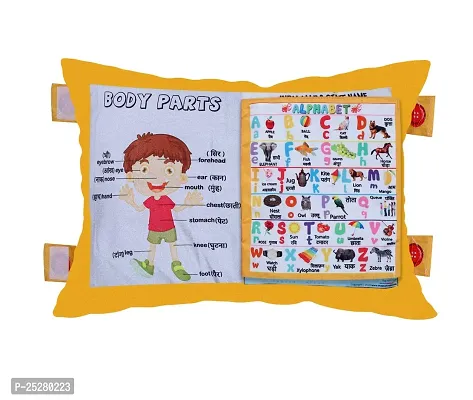 Kid's Learning Cushion Pillow Cum Book with English and Hindi Alphabets, Numbers, Animals Names | Velvet Cushion Book for Interactive Learning for Kids-thumb2