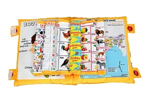 Educational Pillow For Kid's Education Toys For Kids Learning Cushion Pillow Cum Book with English and Hindi Alphabets, Numbers, Animals Names | Cushion Book for Interactive Learning for Kids.-thumb1