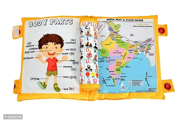 Baby Learning Cushion Soft Pillow Cum Book with English and Hindi Alphabet, Color Name, Shape, Days, Week and Year, Body Parts Learning Cushion Book, Learning Experience for Kids-thumb3