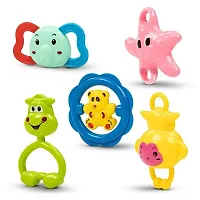 Baby Rattle Toy Set For Toddler Kids - Attractive, Cute, Colorful Rattles Teeth able Toy Set For Babies - Shake hands  follow the rhythm toys - Fine Motor Skills - Pack Of 5 Pieces-thumb3