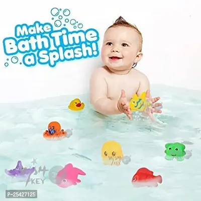 Baby Bath Mix Cute Animals Swimming Water Toys Non-Toxic , BPA Free Colorful Soft Rubber Float Squeeze Sound Squeaky Bathing Child Safe Toy for Newborn Babies Kids (12 Pcs Chu chu Toy)