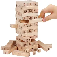 Wooden Building Blocks Puzzle 54 Pcs Challenging 4pcs Dice Wooden Blocks Stacking Game Maths,Tumbling Tower 54 Pcs with 4 Dices Game for Adults  Kids.-thumb3