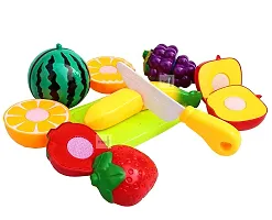 Realistic sliceable Fruits and Vegetables Cutting Play Kitchen Set Toy with Various Fruits,Vegetables,Knives and Cutting Boards for Kids.- Multicolor-thumb1