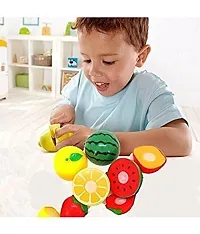 Realistic sliceable Fruits and Vegetables Cutting Play Kitchen Set Toy with Various Fruits,Vegetables,Knives and Cutting Boards for Kids.- Multicolor-thumb2