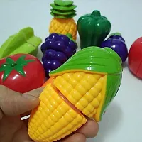 Realistic Sliceable 7 Pcs Fruits Cutting Play Toy Set (5 Fruits and Vegetables Plus Board and Knife)-thumb3