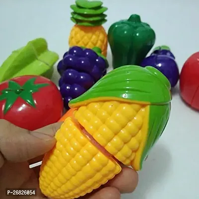 Realistic Sliceable 7 Pcs Fruits Cutting Play Toy Set (5 Fruits and Vegetables Plus Board and Knife)-thumb4