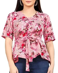 TERI BERI Women's Cotton Floral Print Tunic Top (S, Pink.)-thumb1