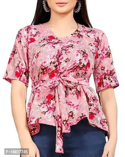 TERI BERI Women's Cotton Floral Print Tunic Top (S, Pink.)-thumb2