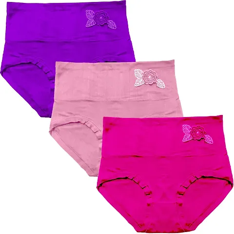 TERI BERI High Waist Cotton Spandex Hipster Panties for Women(Pack of 3)