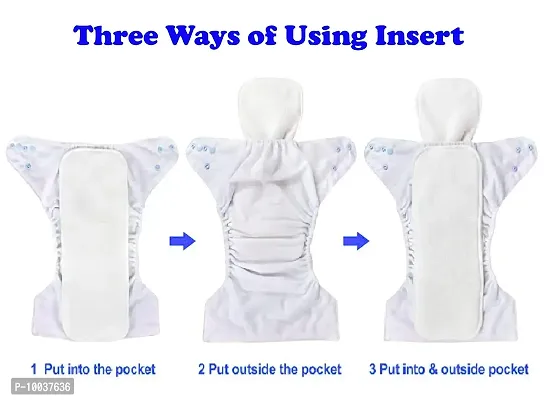 Teri Beri Baby's All in One Washable Reusable Adjustable Cloth 2 Diapers with 2 Inserts (Assorted Colour)-thumb5