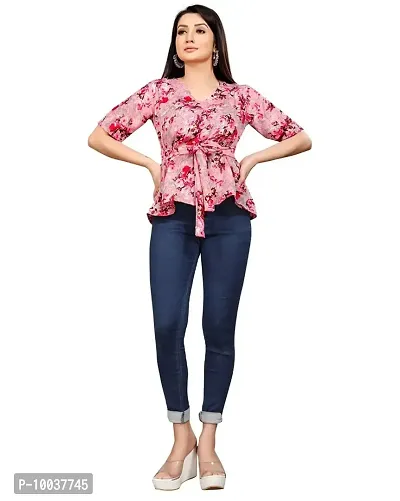 TERI BERI Women's Cotton Floral Print Tunic Top (S, Pink.)-thumb0