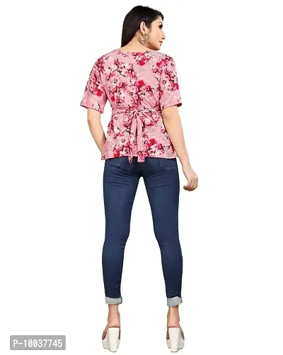 TERI BERI Women's Cotton Floral Print Tunic Top (S, Pink.)-thumb4