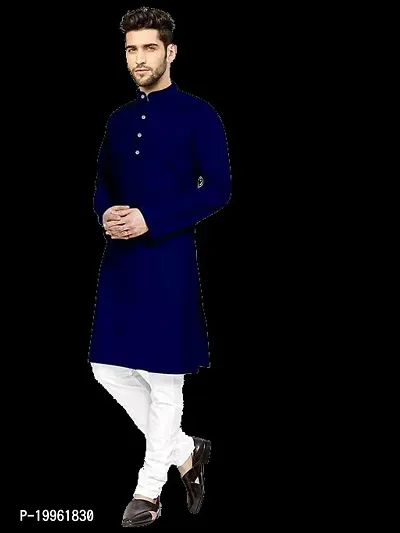 Stylish Fancy Cotton Solid Kurtas For Men-thumb0