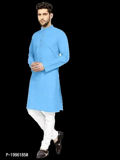 Stylish Fancy Cotton Solid Kurtas For Men-thumb0