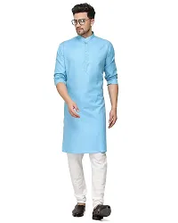 Stylish Fancy Cotton Solid Kurtas For Men-thumb2