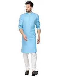 Stylish Fancy Cotton Solid Kurtas For Men-thumb3