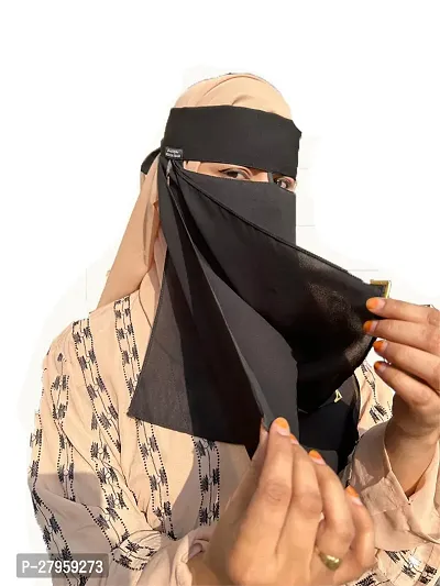 Classic Chiffon Solid Islamic Naqab for Women-thumb3