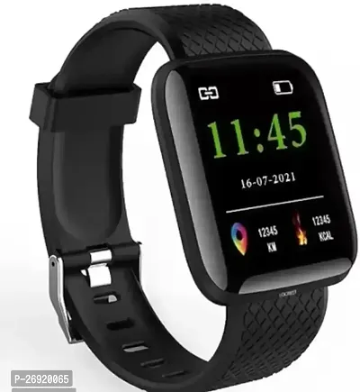 Stylish ID116 smart wristwatch  (Black Strap, Size : Free size)-thumb0