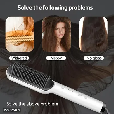 Hair Straightener Comb for Women  Men, Brush Machine PTC Heating Electric with 5 Temperature Control air Straightening Comb, Fast Heating (Color-White)