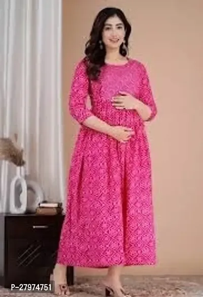 Indo western Pink Printed Rayon Gown-thumb0