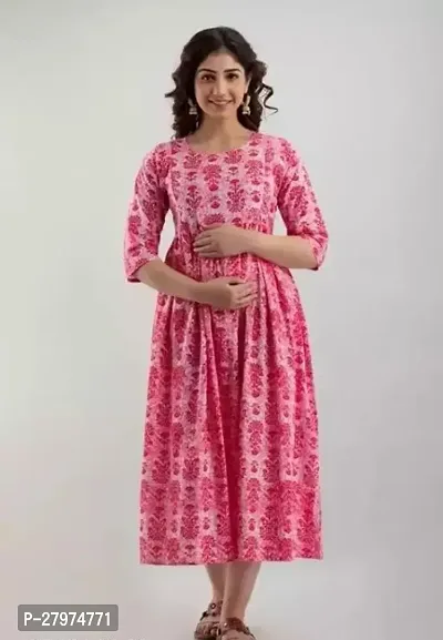 Indo western Pink Printed Rayon Gown-thumb0