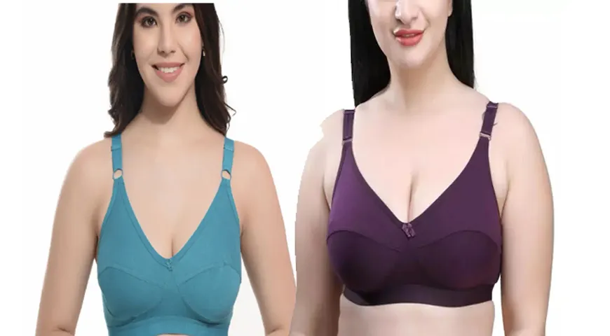 Full C and D cup bra with Broad strap bra for Women/Multicolor Pack of 2