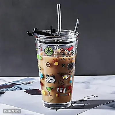 F QUEEN CREATION MUG WITH STRAW 470 ML RANDOM PRINT  (PACK OF 1 PC)