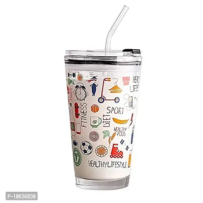 F QUEEN CREATION MUG WITH STRAW 470 ML RANDOM PRINT  (PACK OF 1 PC)-thumb2