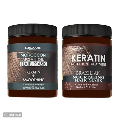 Combo of Brazilian Nourishing Hair Mask  Argan Oil Hair Mask 1000ml  Pack of 2