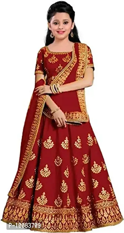 AVANI FEB SEMISTITCHED LEHENGA CHOLI 4-15 (9-10 Years, Maroon)