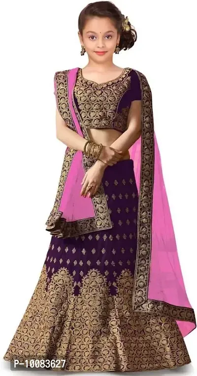 AVANI KIDS LEHENGS CHOLI FOR GIRLS (12-13 Years, Purple)