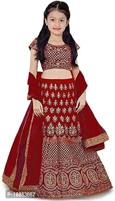 AVANI FEB KIDS SEMI STITCHED LEHENGA CHOLI (14-15 Years, Red)