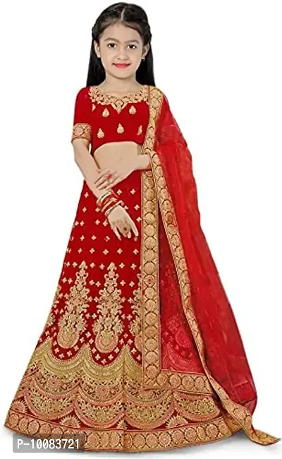 Red Silk Embroidered Lehenga Cholis-thumb0