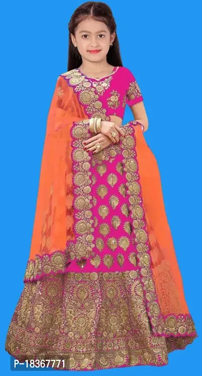 Kids Silk Lehenga Choli Dupatta Set