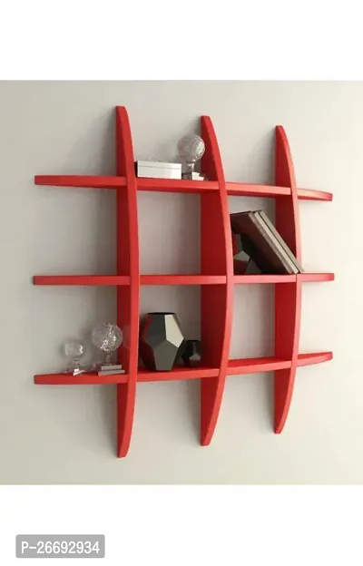 Stylish Wooden Cave Wooden Wall Shelfnbsp;nbsp; Number Of Shelves 12 Red