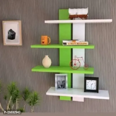 Stylish Wooden Multicoloured Set Of 4 Shelf Patti Wooden Wall Shelf-thumb0