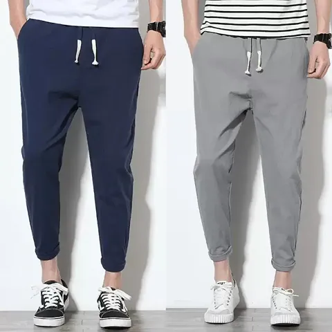 Comfortable Blend Regular Track Pants For Men Pack Of 2