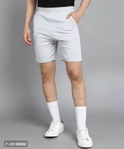 Stylish Grey Polyester Solid Shorts For Men