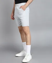 Stylish Grey Polyester Solid Shorts For Men-thumb3