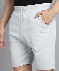 Stylish Grey Polyester Solid Shorts For Men-thumb1