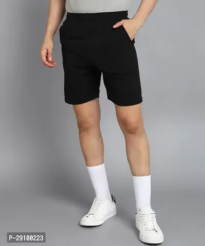 Stylish Black Polyester Solid Shorts For Men